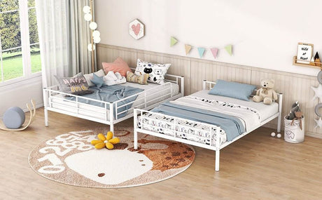 Full Over Full Iron Frame White Metal Bunk Bed - Sleep Galleria