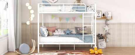 Full Over Full Iron Frame White Metal Bunk Bed - Sleep Galleria