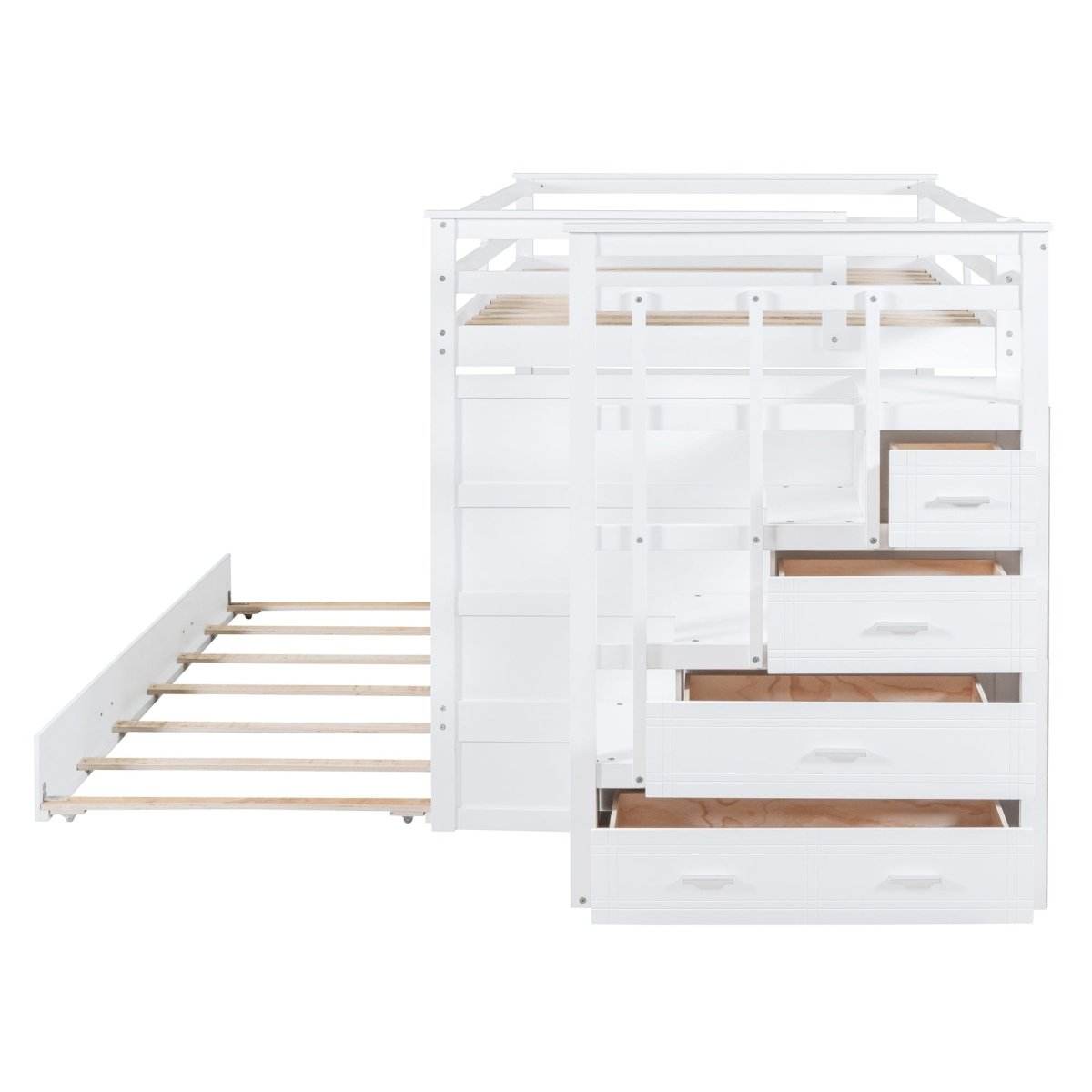 Full Over Full Solid Wood Bunk Bed With Trundle - Sleep Galleria