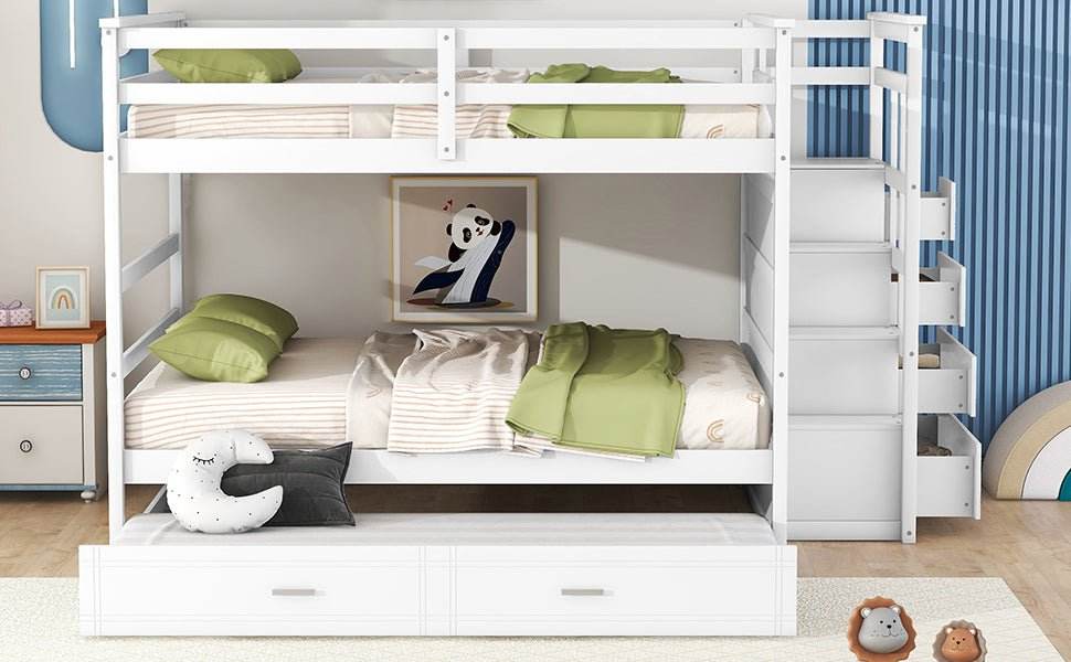 Full Over Full Solid Wood Bunk Bed With Trundle - Sleep Galleria