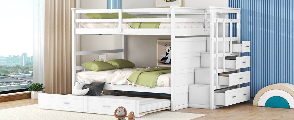 Full Over Full Solid Wood Bunk Bed With Trundle - Sleep Galleria