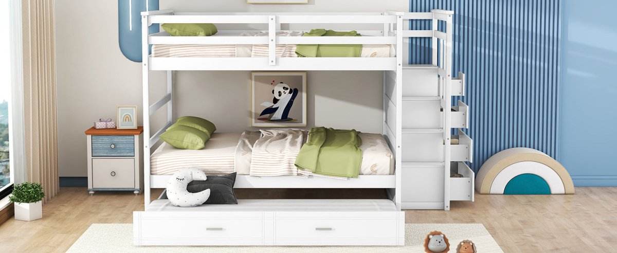 Full Over Full Solid Wood Bunk Bed With Trundle - Sleep Galleria