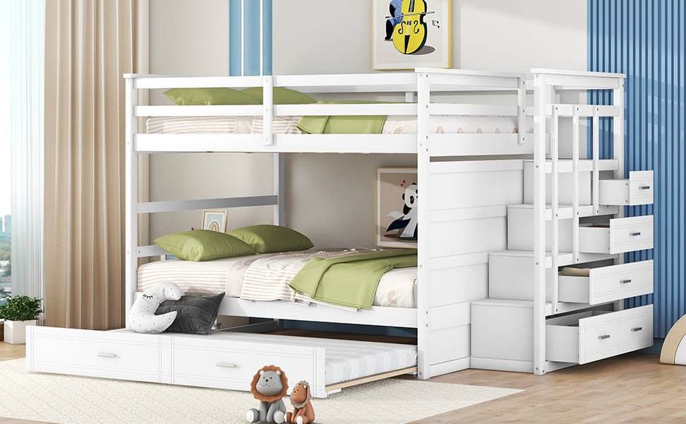 Full Over Full Solid Wood Bunk Bed With Trundle - Sleep Galleria
