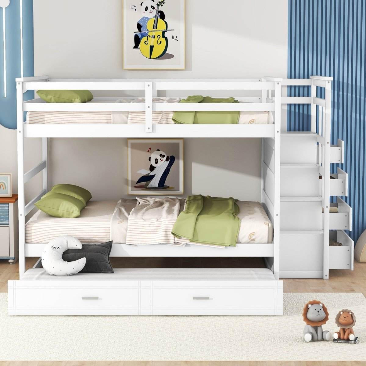 Full Over Full Solid Wood Bunk Bed With Trundle - Sleep Galleria