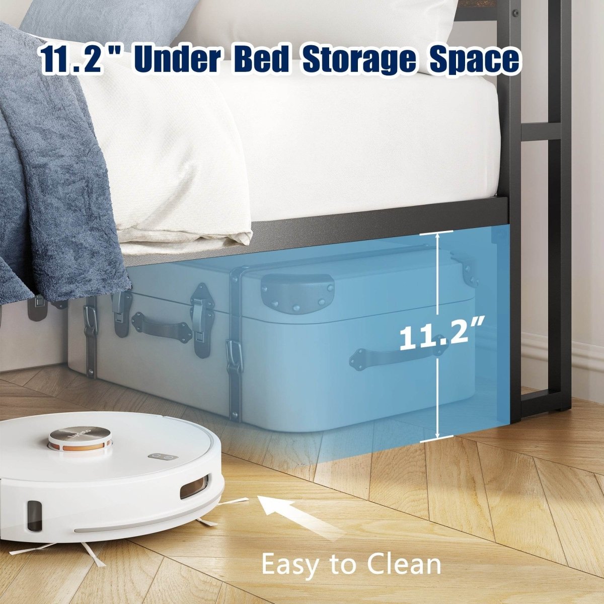 Full Rustic Brown Metal Full Bed Frame With Charging - Veluna - Omega Lifestyles