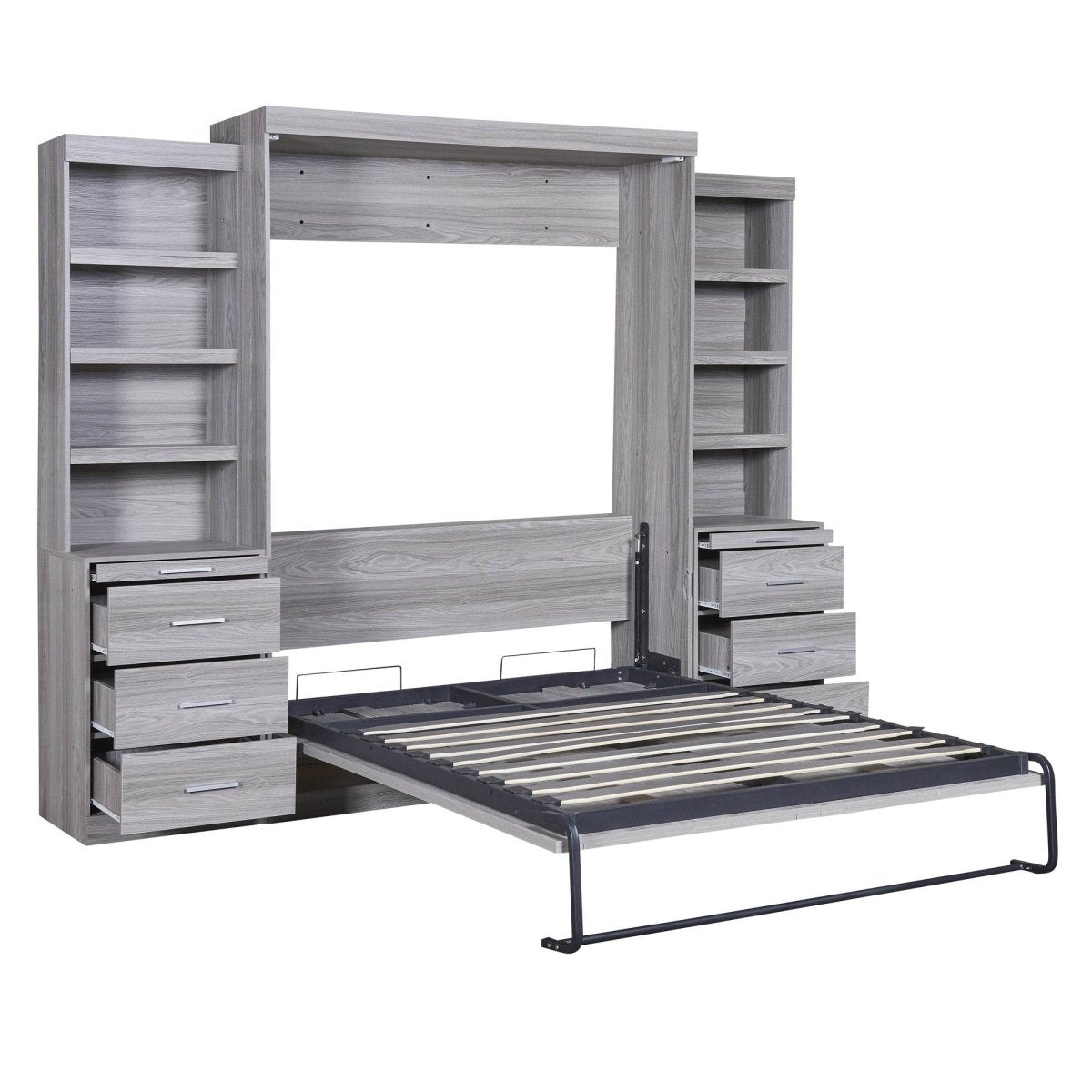 Full Size Gray Murphy Bed With Storage Drawers - Sleep Galleria