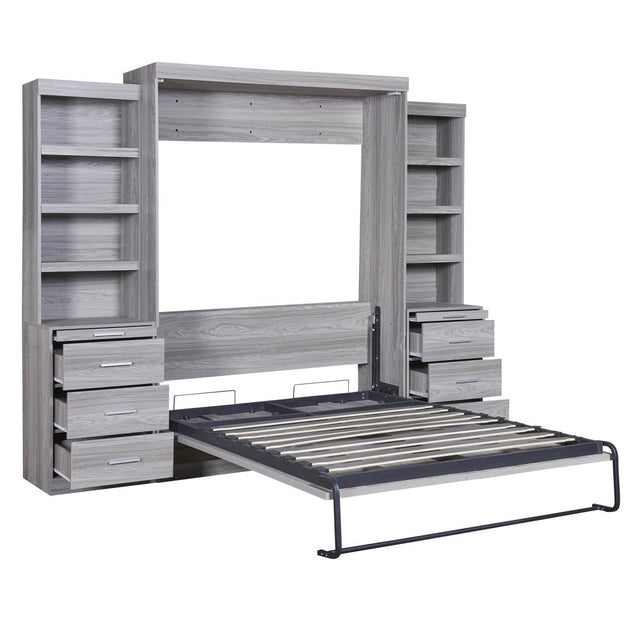Full Size Gray Murphy Bed With Storage Drawers - Omega Lifestyles