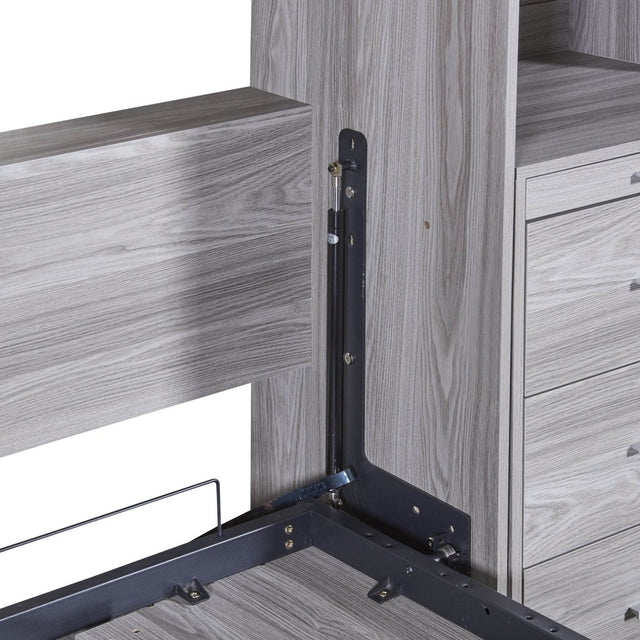 Full Size Gray Murphy Bed With Storage Drawers - Omega Lifestyles
