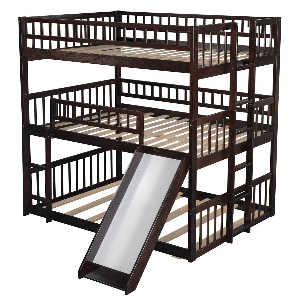 Full Triple Bed Solid Wood Built - In Ladder Slide - Veluna - Omega Lifestyles