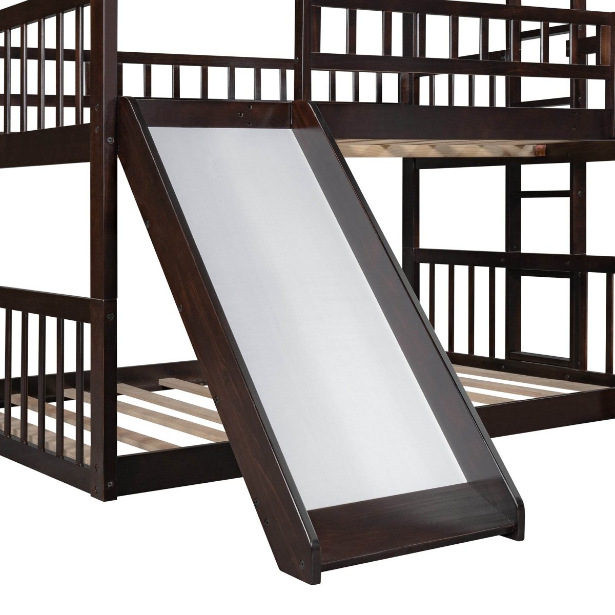 Full Triple Bed Solid Wood Built - In Ladder Slide - Veluna - Omega Lifestyles