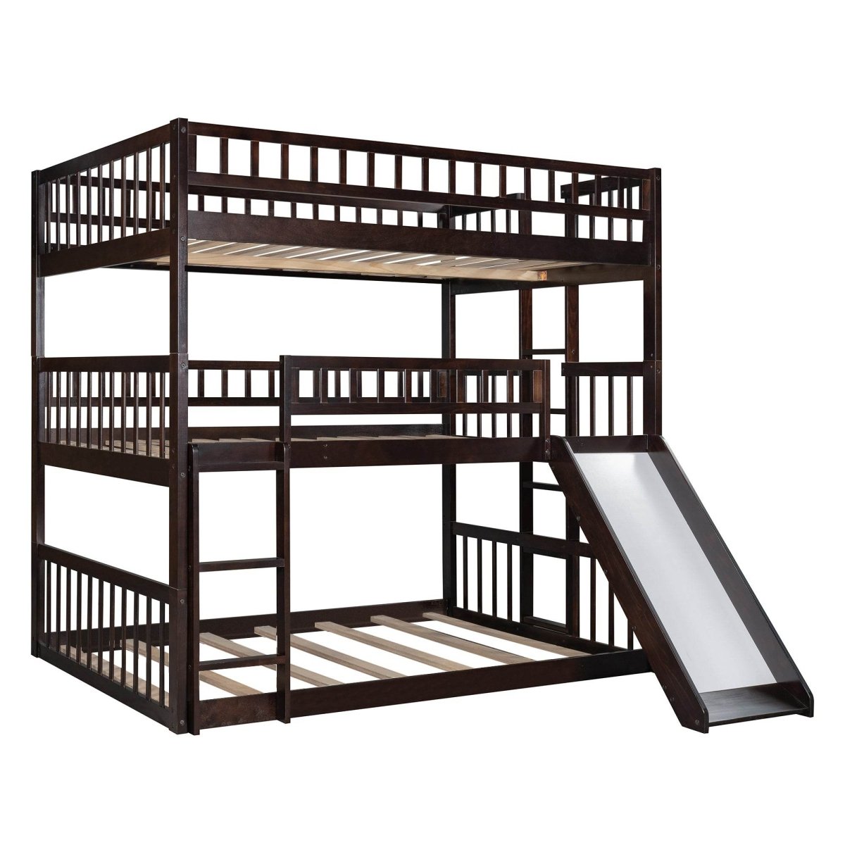 Full Triple Bed Solid Wood Built - In Ladder Slide - Veluna - Omega Lifestyles
