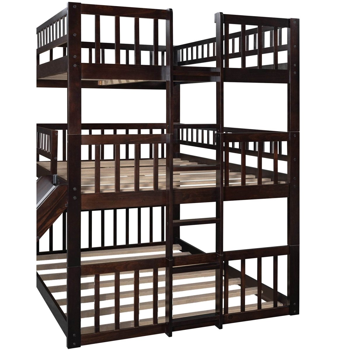 Full Triple Bed Solid Wood Built - In Ladder Slide - Veluna - Omega Lifestyles