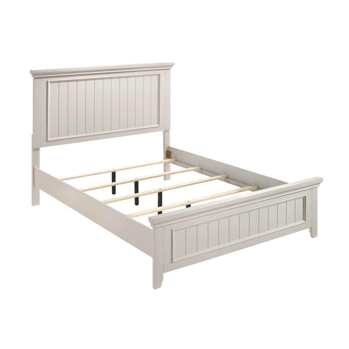 Full White Wood Farmhouse Panel Bed Frame - Veluna - Omega Lifestyles