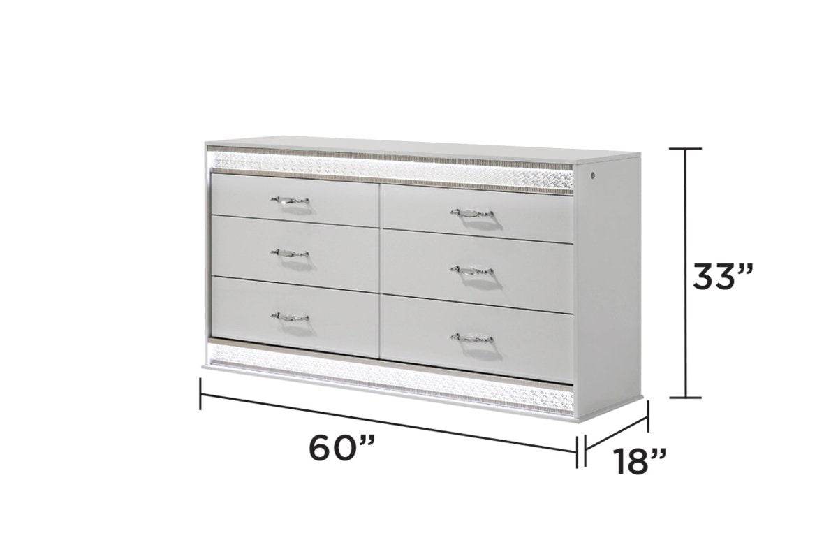 Glam Modern 5-Piece Queen Wood Bedroom Set With LED Lighting - Omega Lifestyles