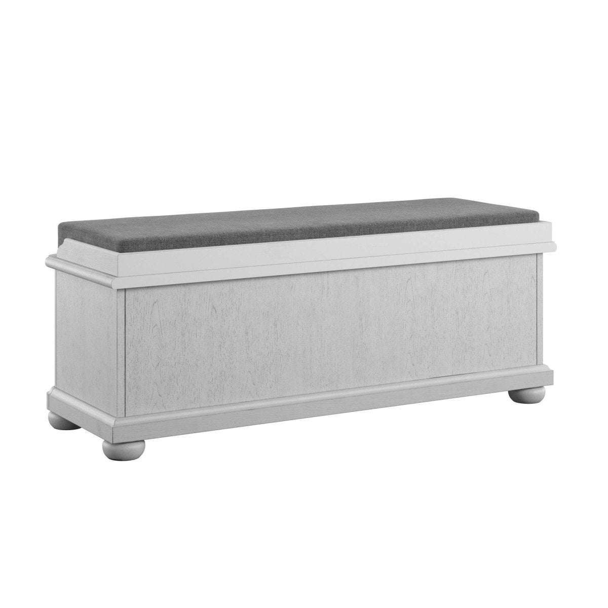 Gray Solid Wood Coastal Storage Bench - Veluna - Omega Lifestyles