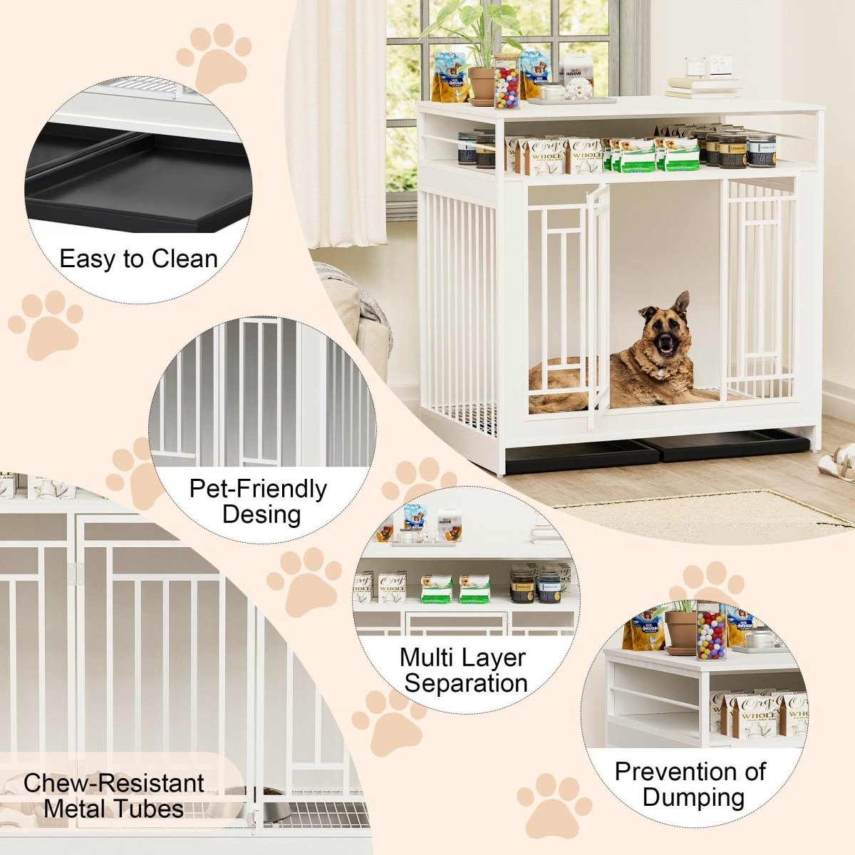 Heavy Duty Wooden Dog Crate Furniture With Storage - Sleep Galleria