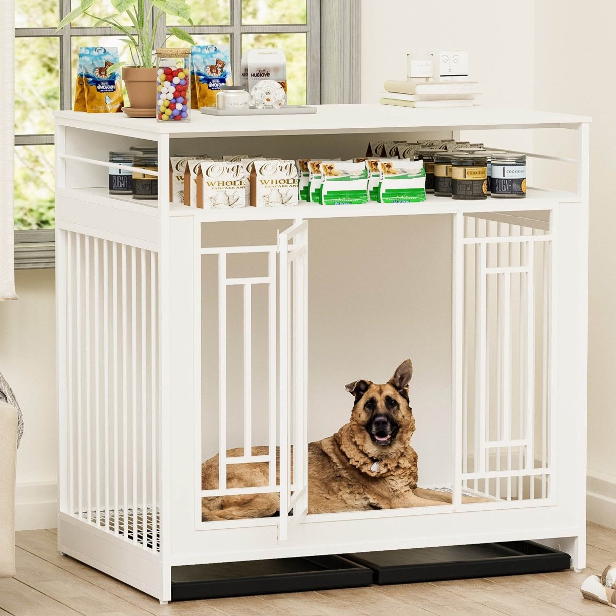 Heavy Duty Wooden Dog Crate Furniture With Storage - Sleep Galleria