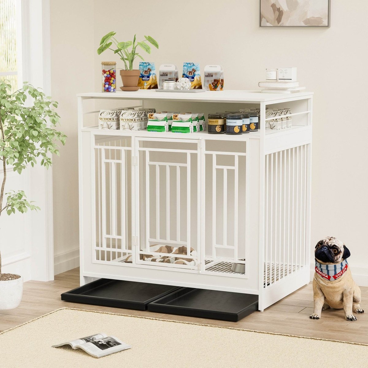 Heavy Duty Wooden Dog Crate Furniture With Storage - Sleep Galleria