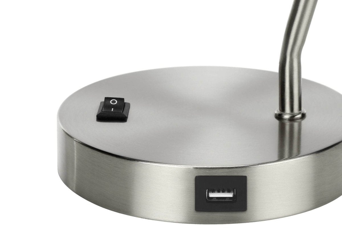 Industrial Nickel Metal USB Port Table Lamp - Sleep Galleria