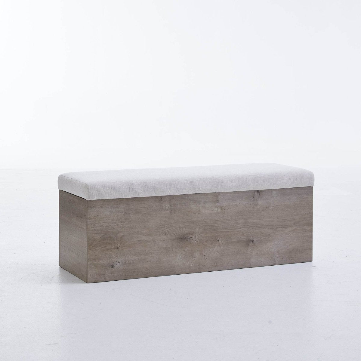 Ivory Canvas Upholstered Flip Top Storage Bench - Veluna - Omega Lifestyles