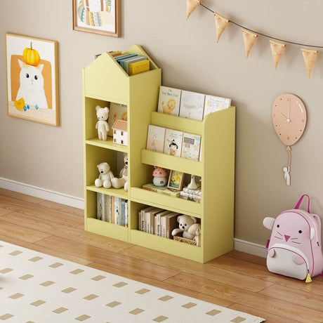 Kids Wooden Bookshelf Storage Organizer With Baskets - Sleep Galleria