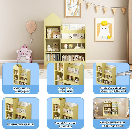 Kids Wooden Bookshelf Storage Organizer With Baskets - Sleep Galleria
