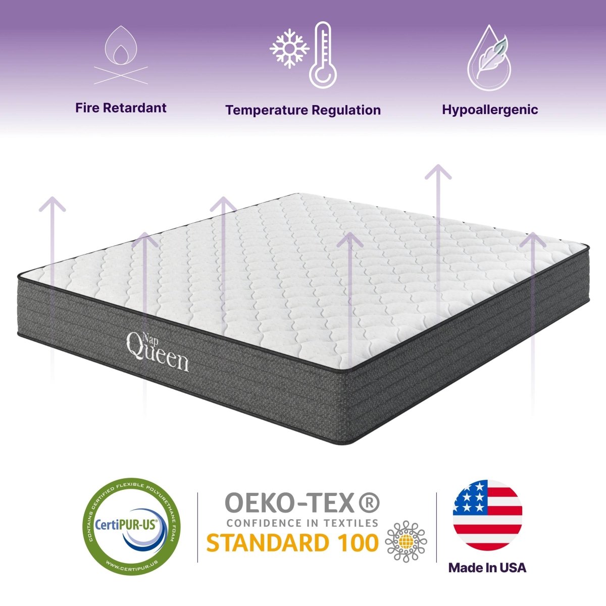 Medium 12 - Inch Cooling Gel Hybrid Orthopedic Full Mattress - Veluna - Omega Lifestyles
