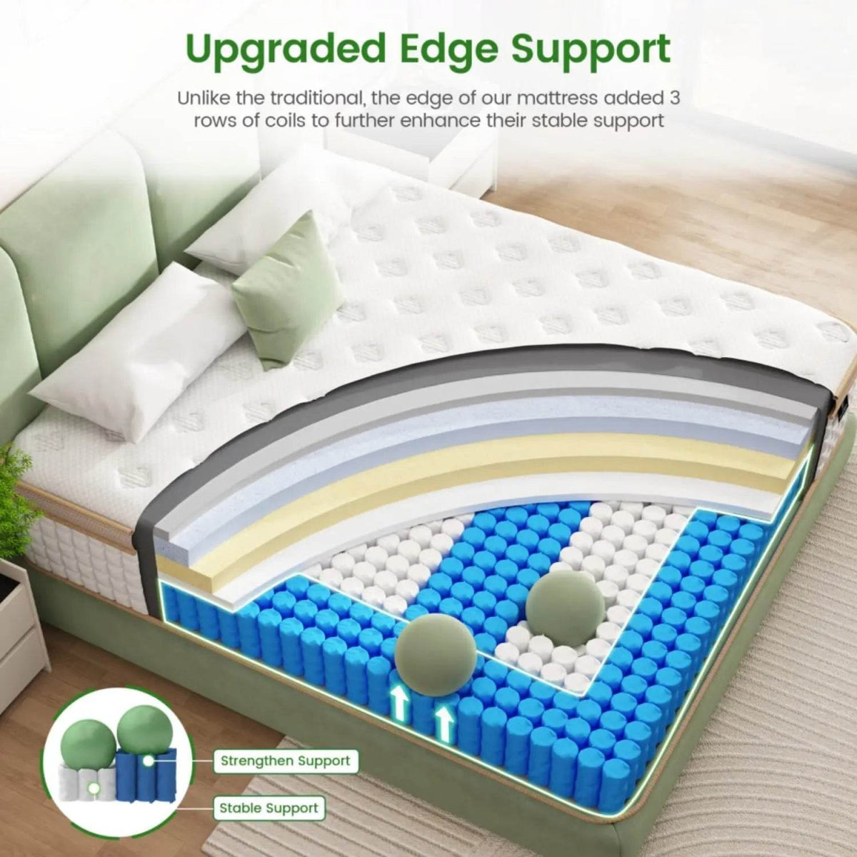 Medium Hybrid 12 - Inch Gel Memory Foam Mattress - Veluna - Sleep Galleria