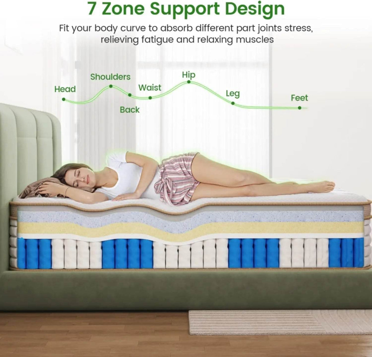 Medium Hybrid 12 - Inch Gel Memory Foam Mattress - Veluna - Sleep Galleria