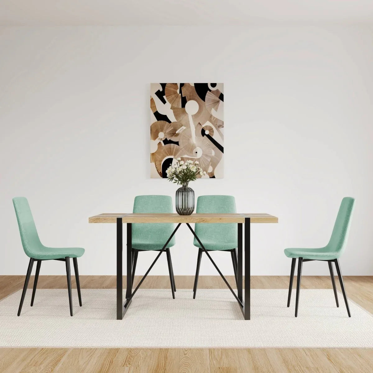 Mid-Century Modern MDF 5-Piece Dining Table Chair Set - Omega Lifestyles