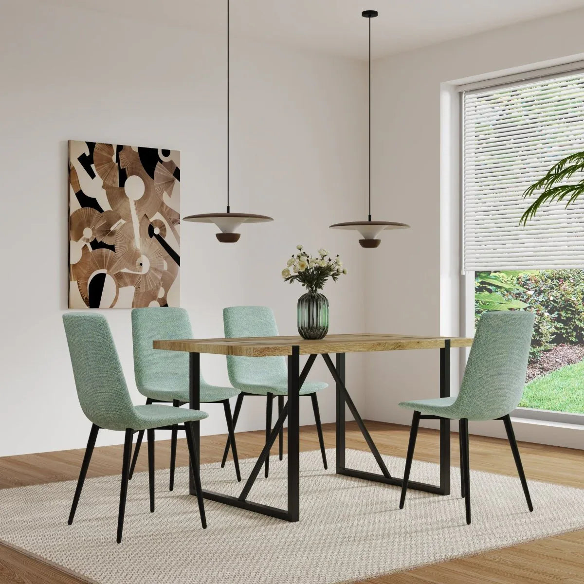 Mid-Century Modern MDF 5-Piece Dining Table Chair Set - Omega Lifestyles