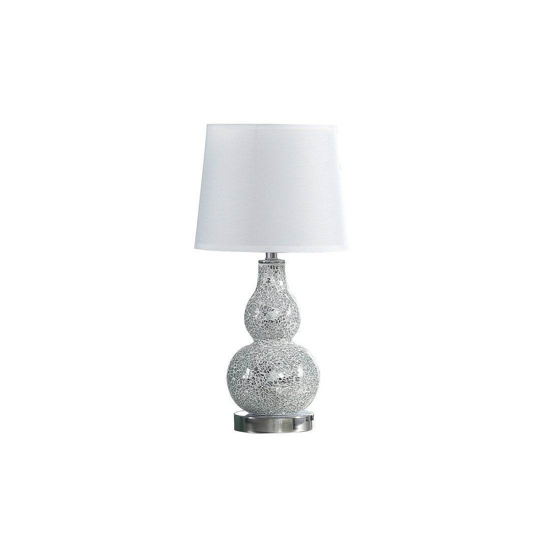Mirror Glass Mosaic Polyresin White Semi-Drum Table Lamp - Sleep Galleria