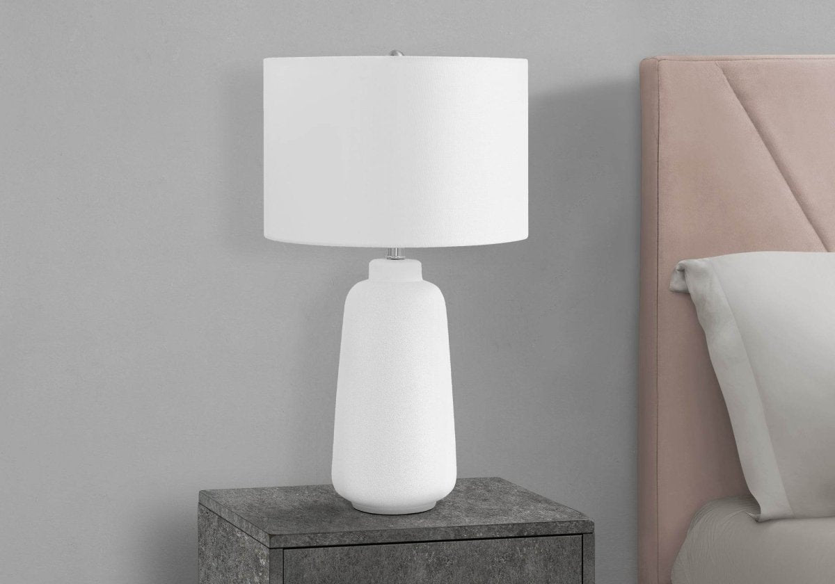 Modern Cream Ceramic Table Lamp With Ivory Shade - Sleep Galleria