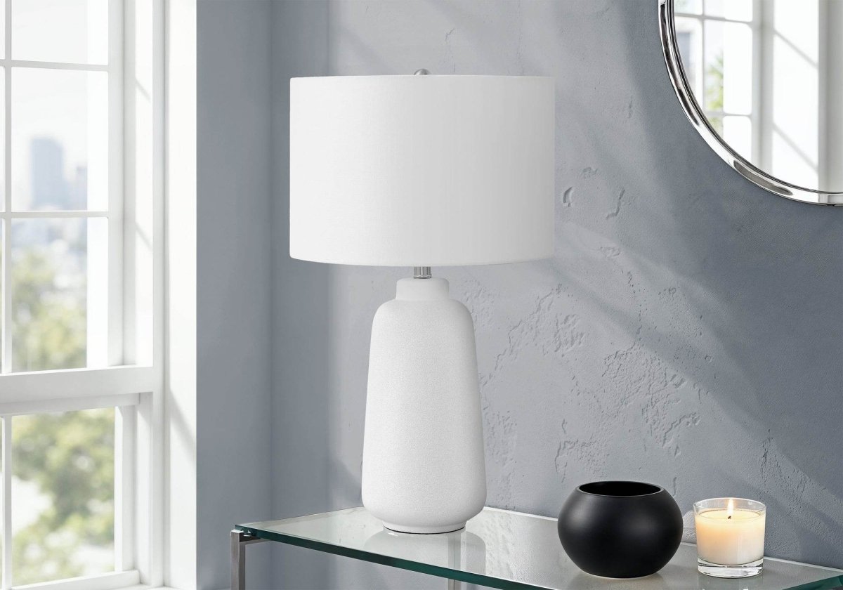 Modern Cream Ceramic Table Lamp With Ivory Shade - Sleep Galleria