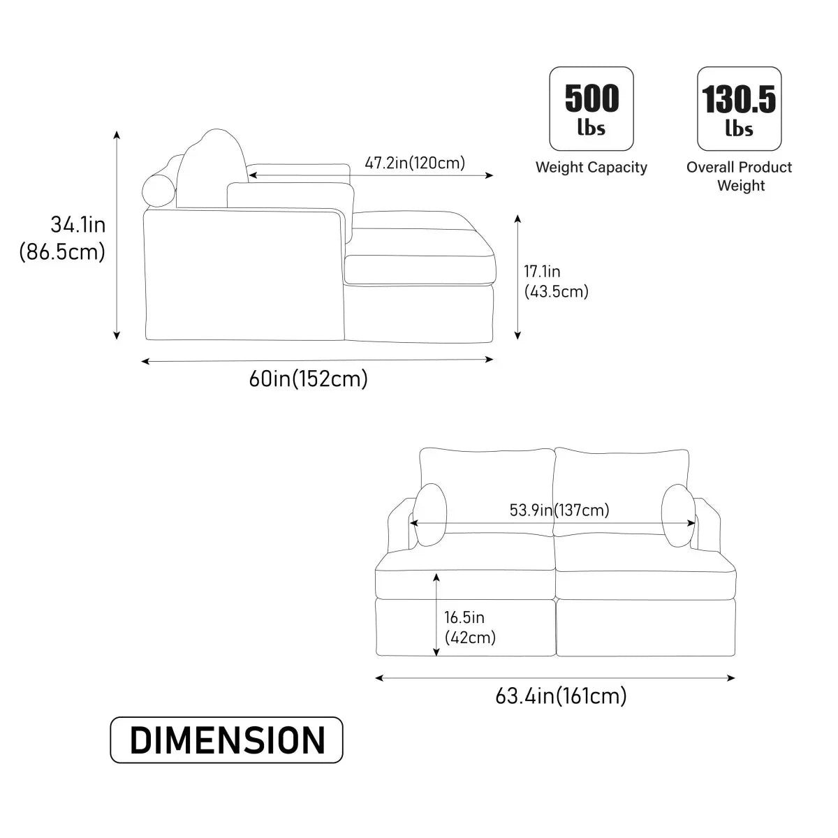 Modern Green Chenille Modular Sofa Bed With Metal Legs - Omega Lifestyles