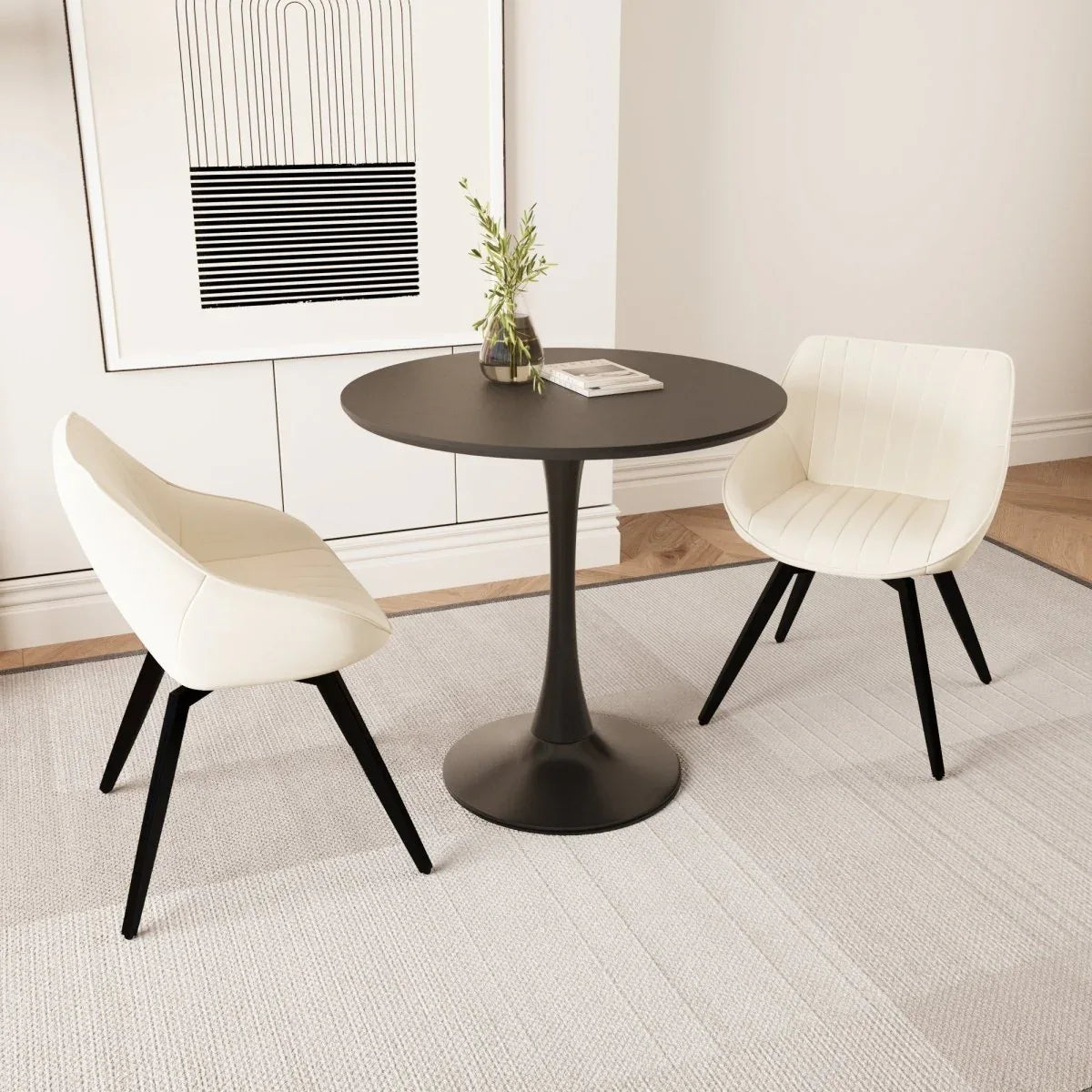 Modern Round Dining Table Set With 2 Cushioned Chairs - Omega Lifestyles
