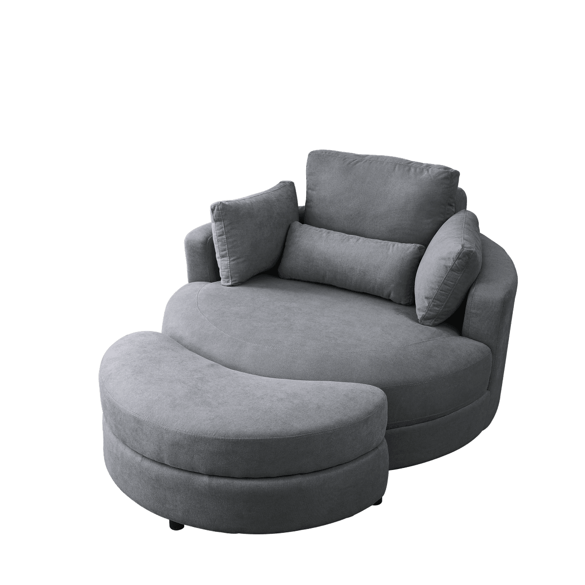 Modern Swivel Fabric Accent Chair With Storage Ottoman - Sleep Galleria