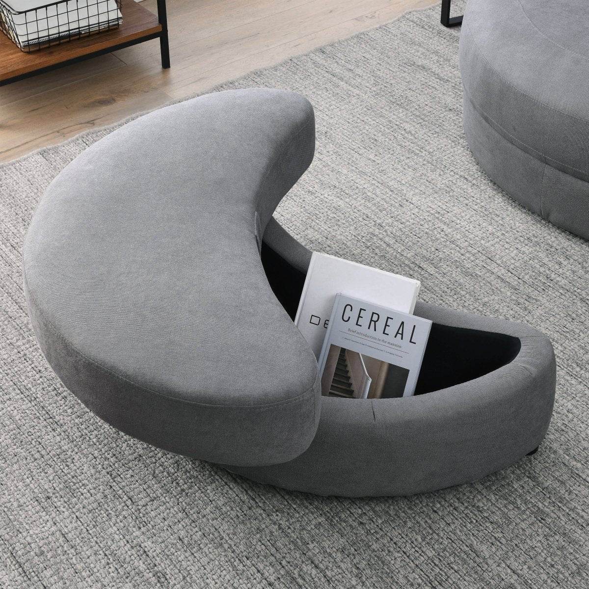 Modern Swivel Fabric Accent Chair With Storage Ottoman - Sleep Galleria