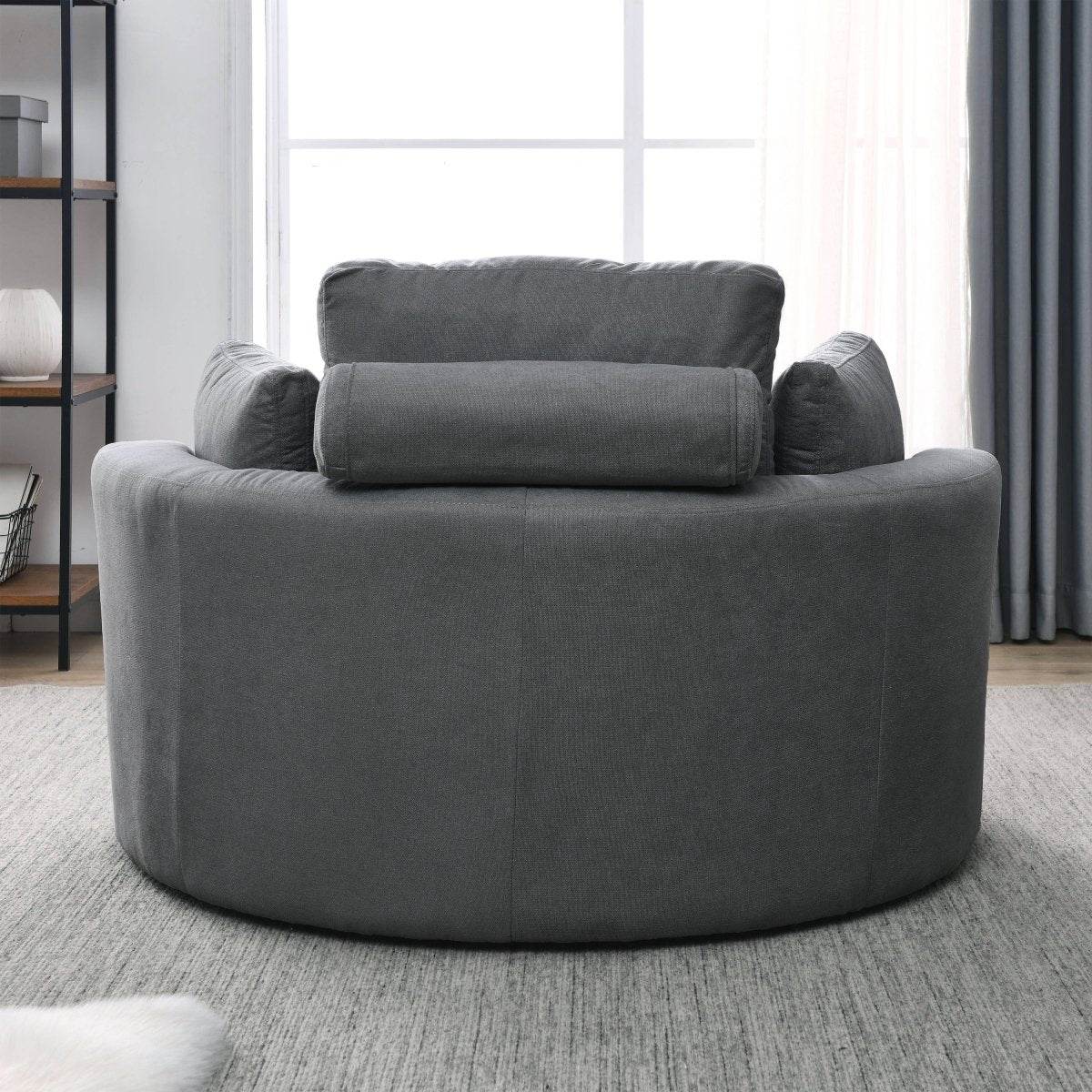Modern Swivel Fabric Accent Chair With Storage Ottoman - Sleep Galleria