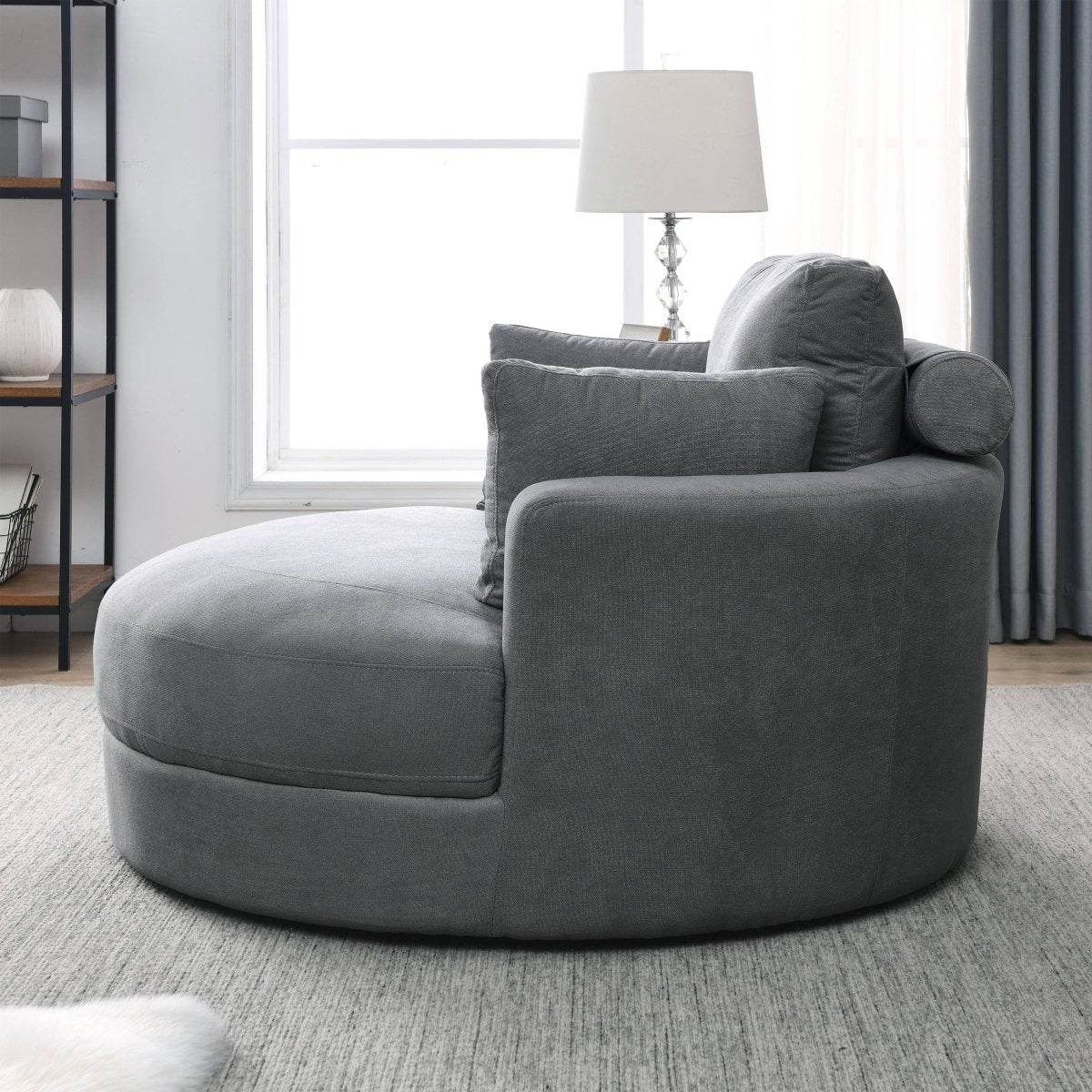 Modern Swivel Fabric Accent Chair With Storage Ottoman - Sleep Galleria
