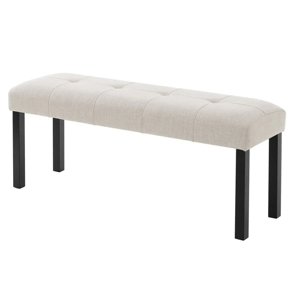 Modern Tufted Linen Upholstered Rubber Wood Bench - Omega Lifestyles