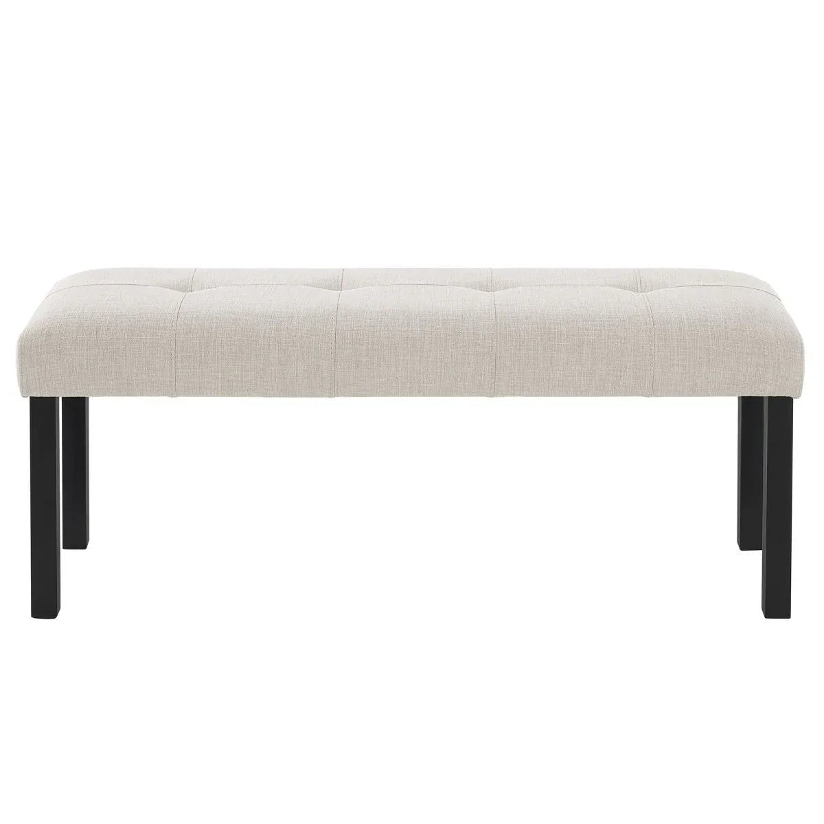 Modern Tufted Linen Upholstered Rubber Wood Bench - Omega Lifestyles