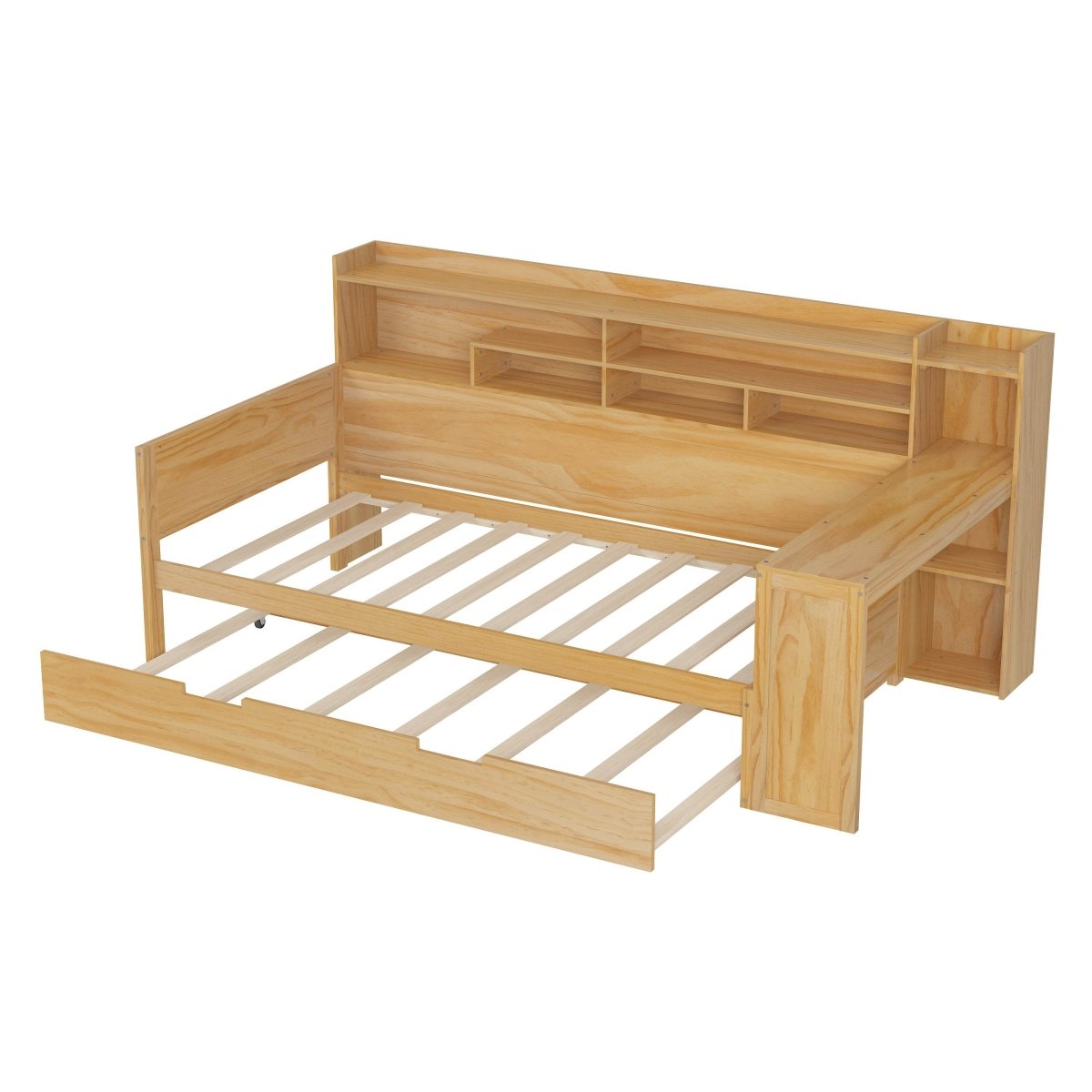 Multi-Functional Wooden Twin Bed With Trundle And Desk - Sleep Galleria