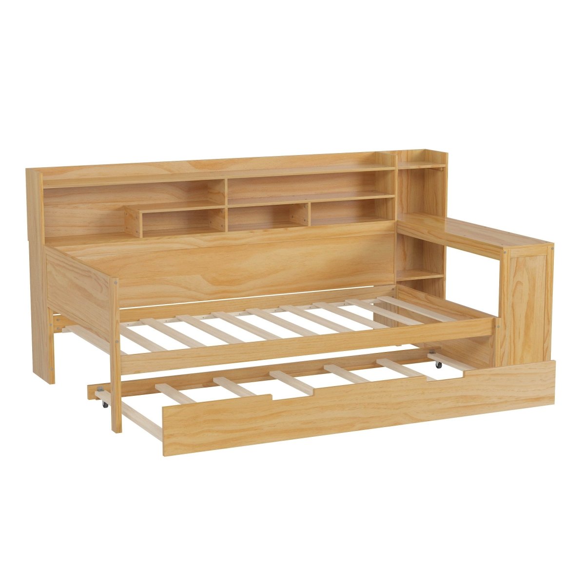 Multi-Functional Wooden Twin Bed With Trundle And Desk - Sleep Galleria
