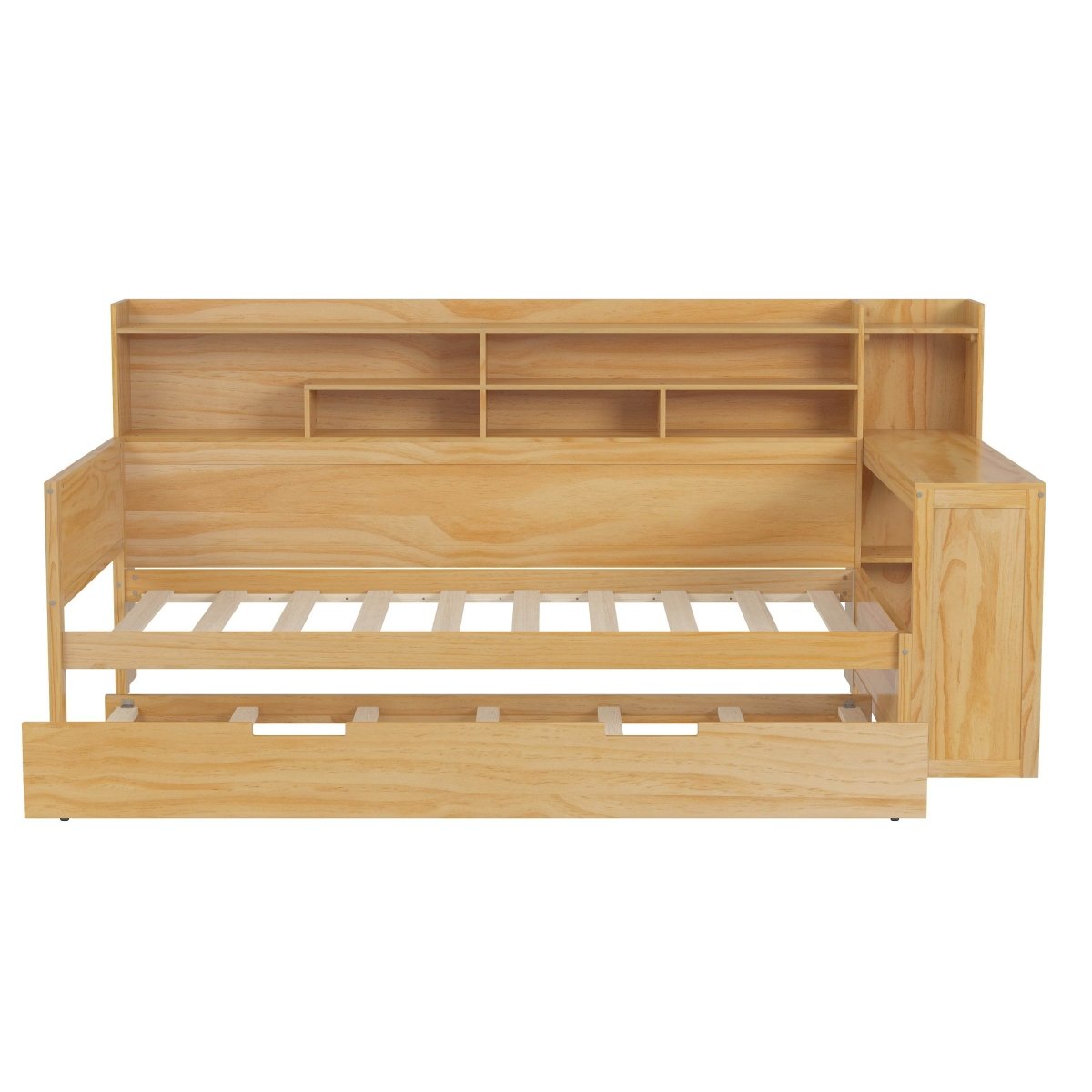 Multi-Functional Wooden Twin Bed With Trundle And Desk - Sleep Galleria