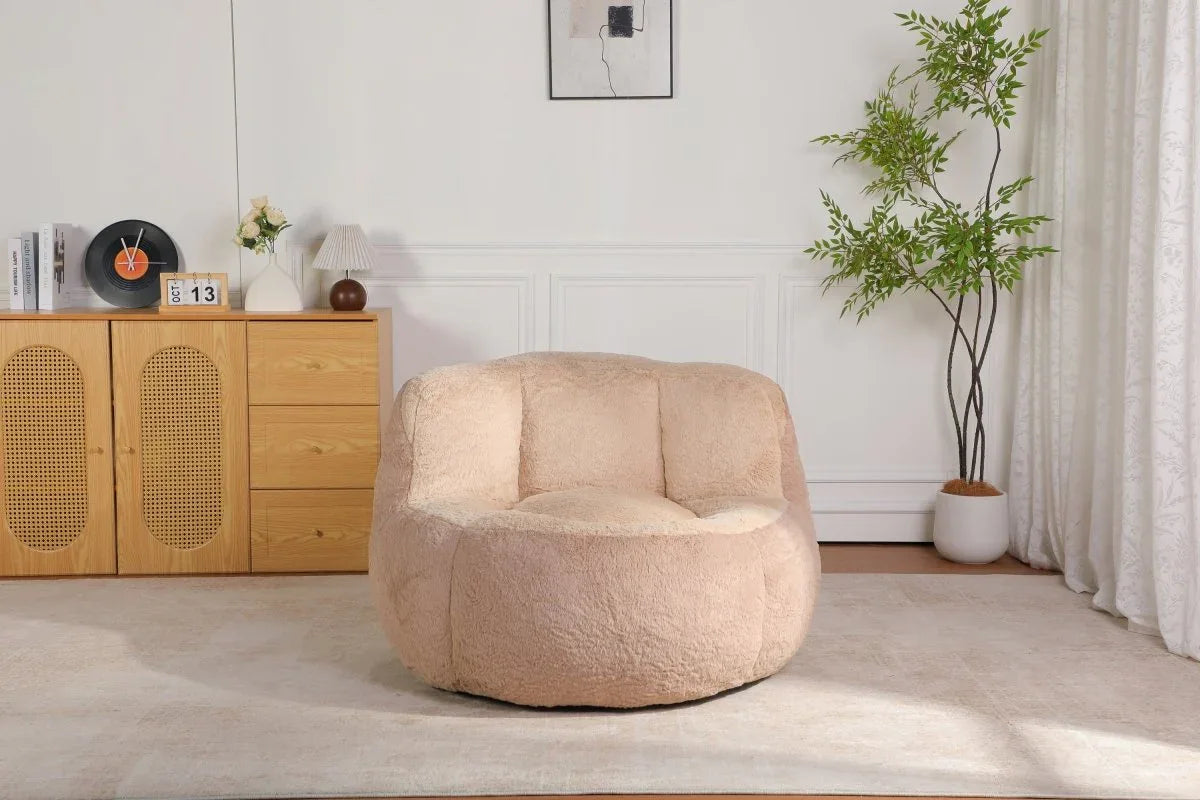 Multicolor Faux Fur Oversized Shredded Foam Bean Bag Chair - Omega Lifestyles