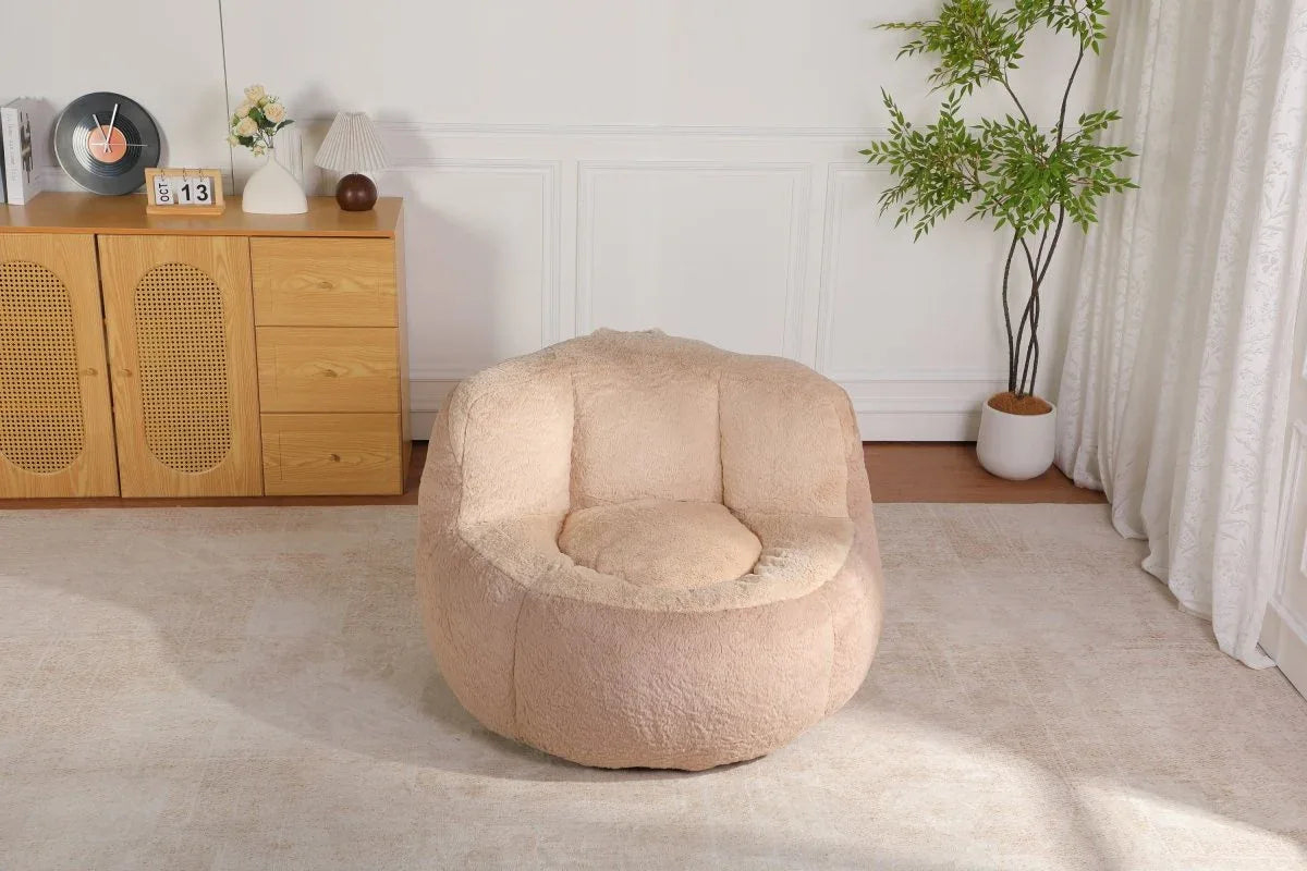 Multicolor Faux Fur Oversized Shredded Foam Bean Bag Chair - Omega Lifestyles