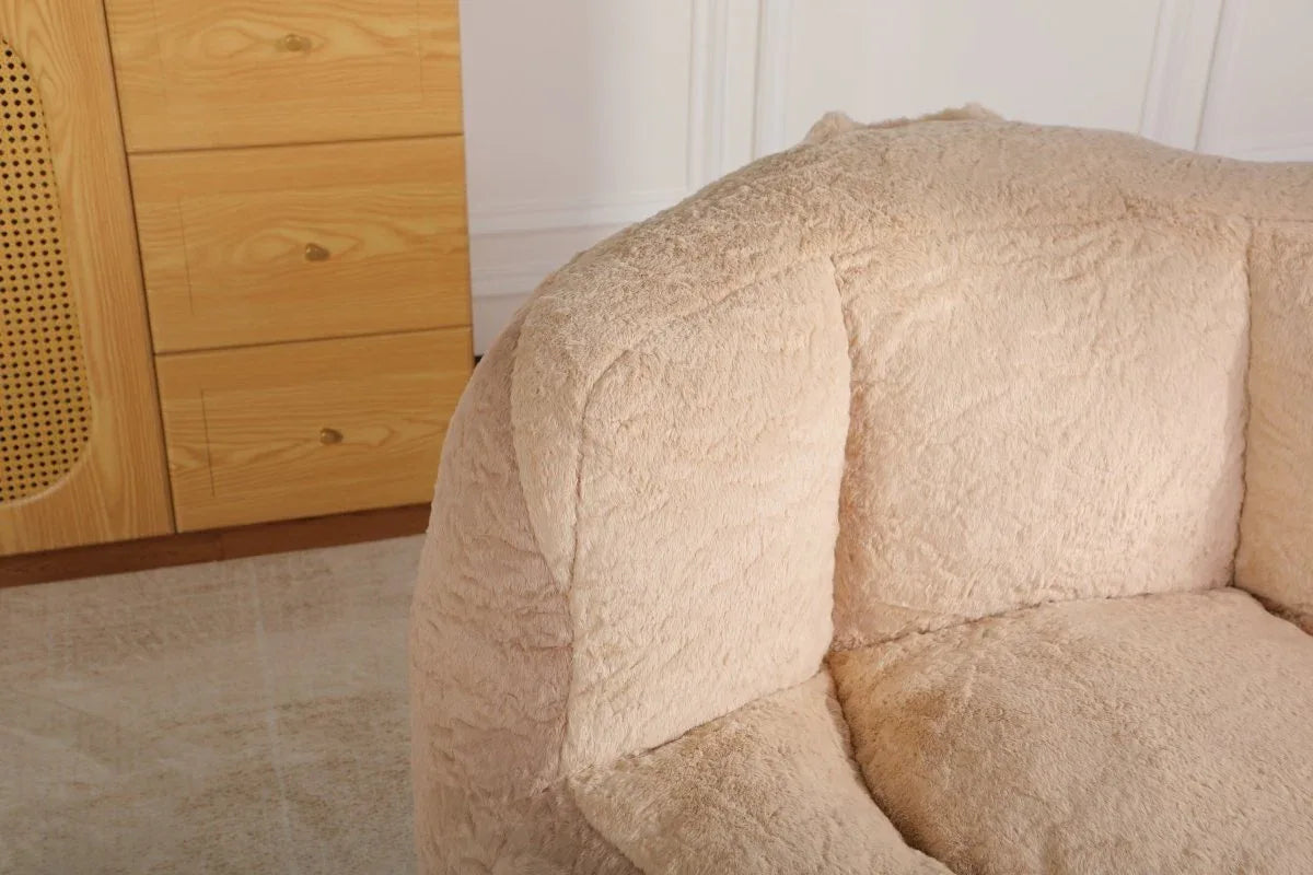 Multicolor Faux Fur Oversized Shredded Foam Bean Bag Chair - Omega Lifestyles