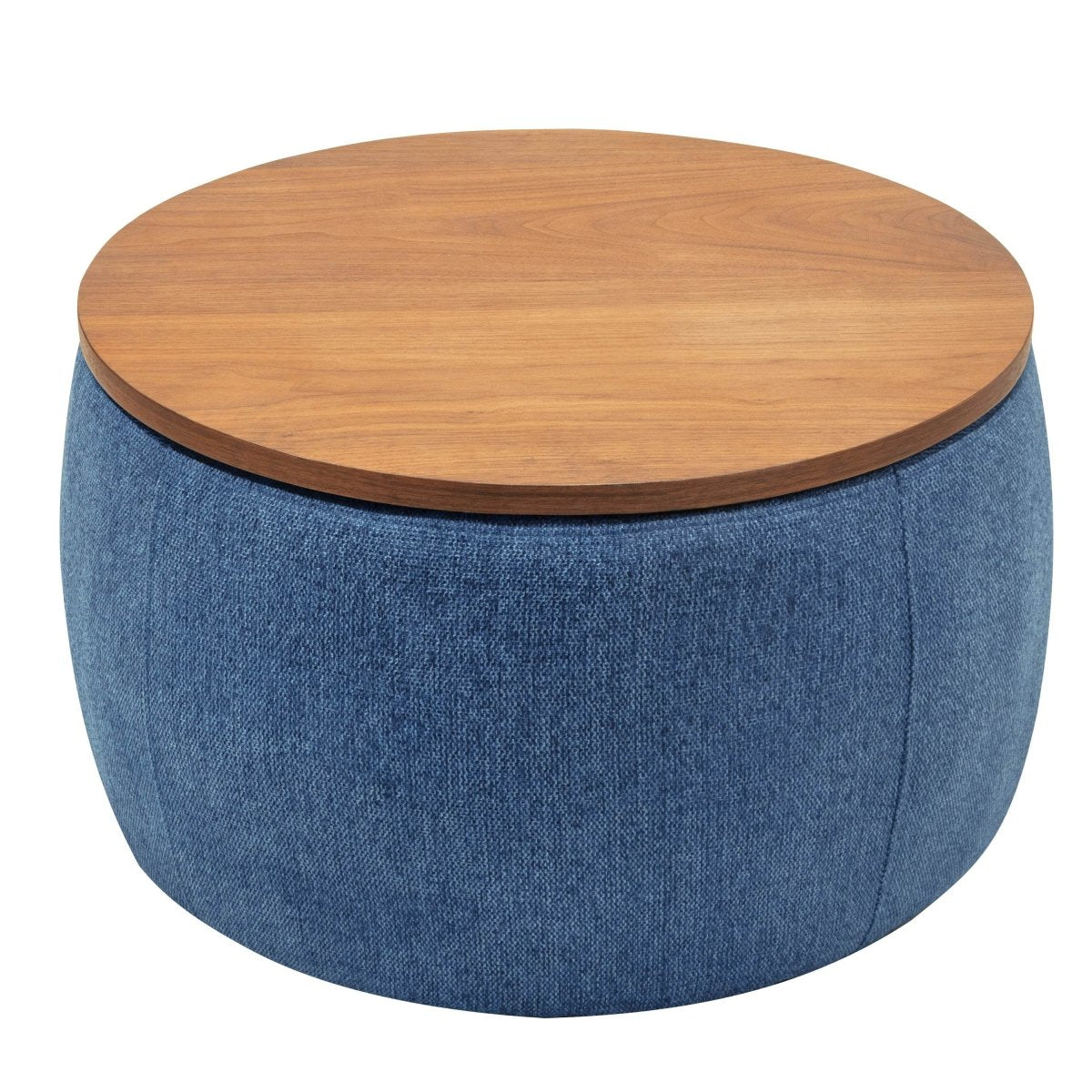 Multipurpose Navy Fabric Storage Ottoman With Removable Top - Sleep Galleria