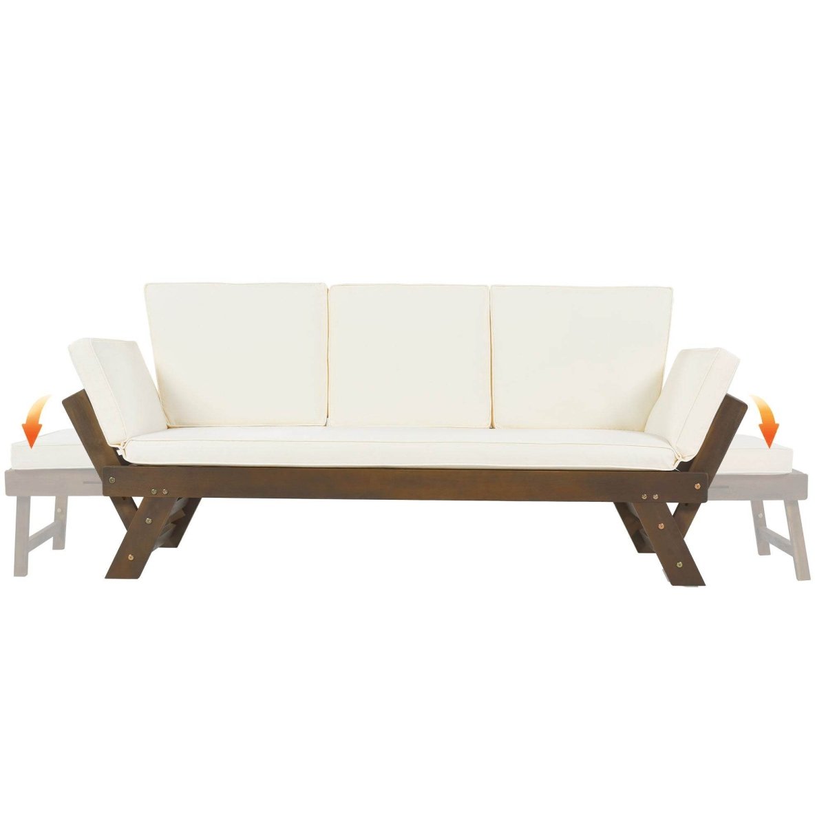 Outdoor Adjustable Acacia Wood Patio Daybed With Cushions - Sleep Galleria